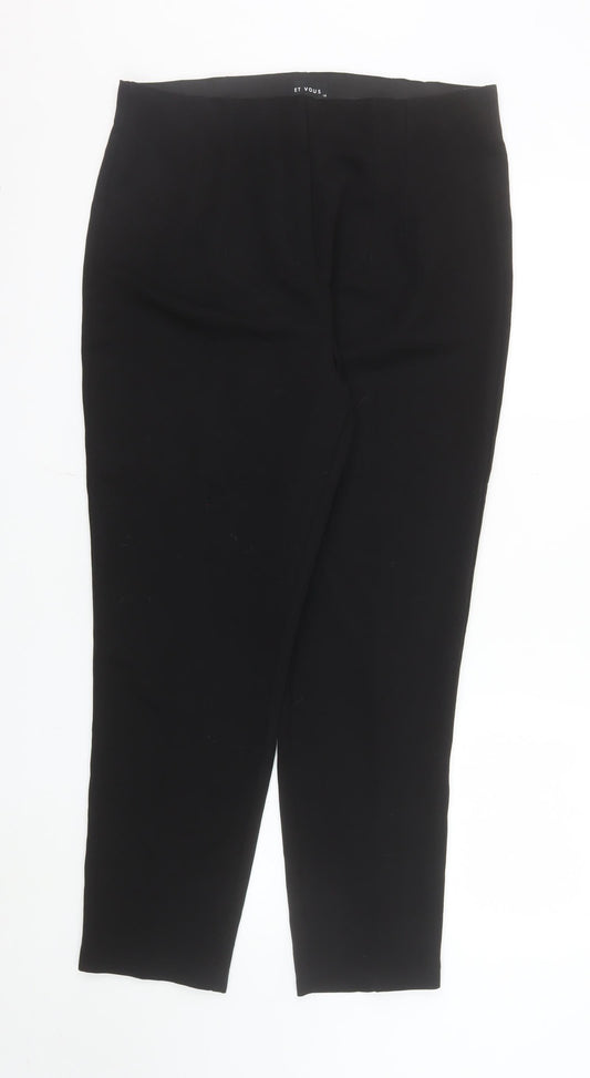 Et Vous Women's Black Size 14 Long Straight Stretch Trousers