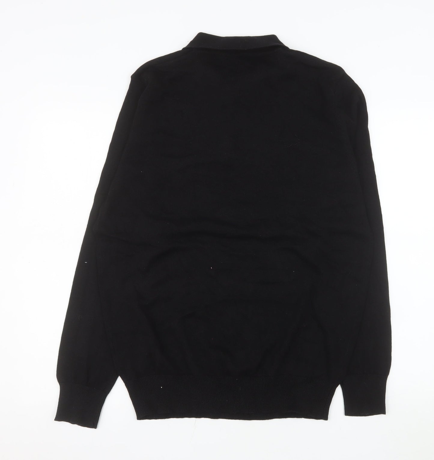 Brave Soul Men's Black Long Sleeve Cotton Polo Shirt XL