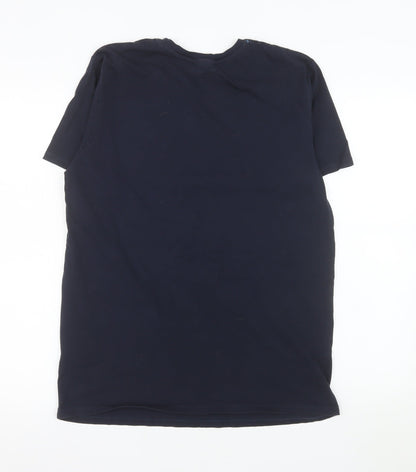 Spreadshirt Premium Men's Navy Graphic Print Cotton T-Shirt L