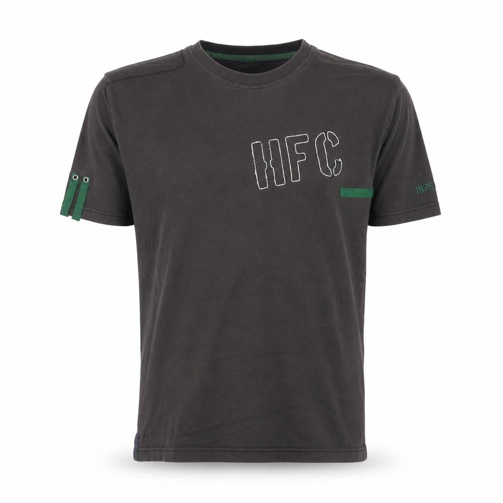 Front view of Hibernian FC Men's Black Cotton Short Sleeve T-Shirt XL