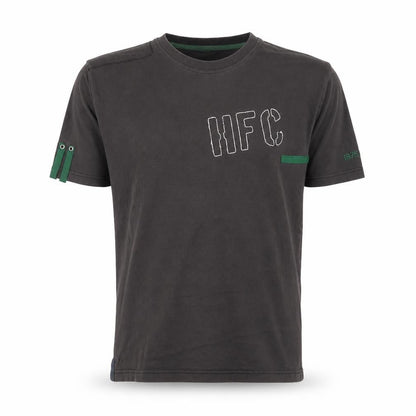 Front view of Hibernian FC Men's Black Cotton Short Sleeve T-Shirt XL