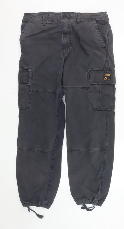 Superdry Men's Black Cargo Utility Trousers 34/32 Cotton