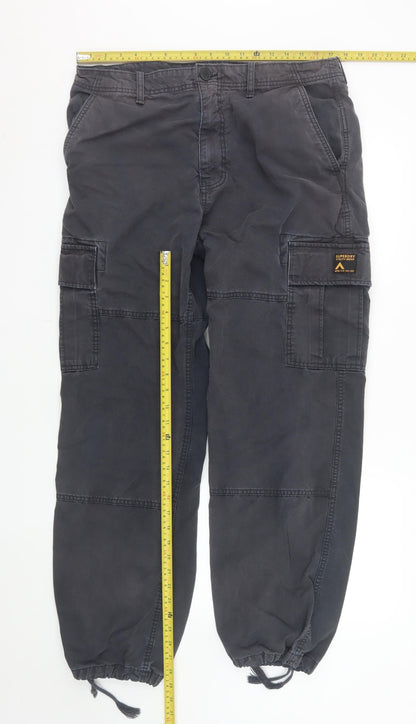 Superdry Men's Black Cargo Utility Trousers 34/32 Cotton