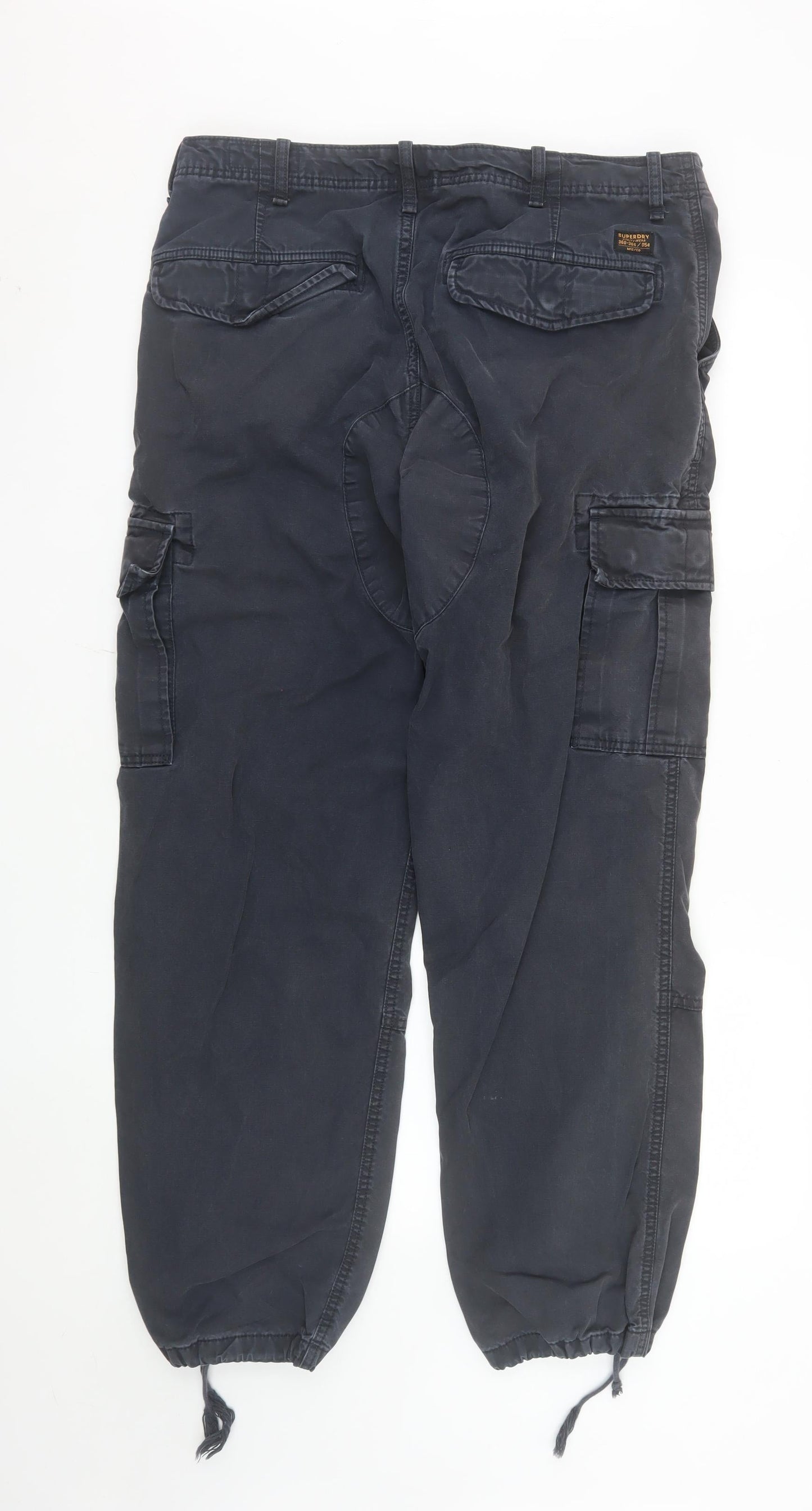 Superdry Men's Black Cargo Utility Trousers 34/32 Cotton