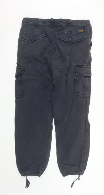 Superdry Men's Black Cargo Utility Trousers 34/32 Cotton