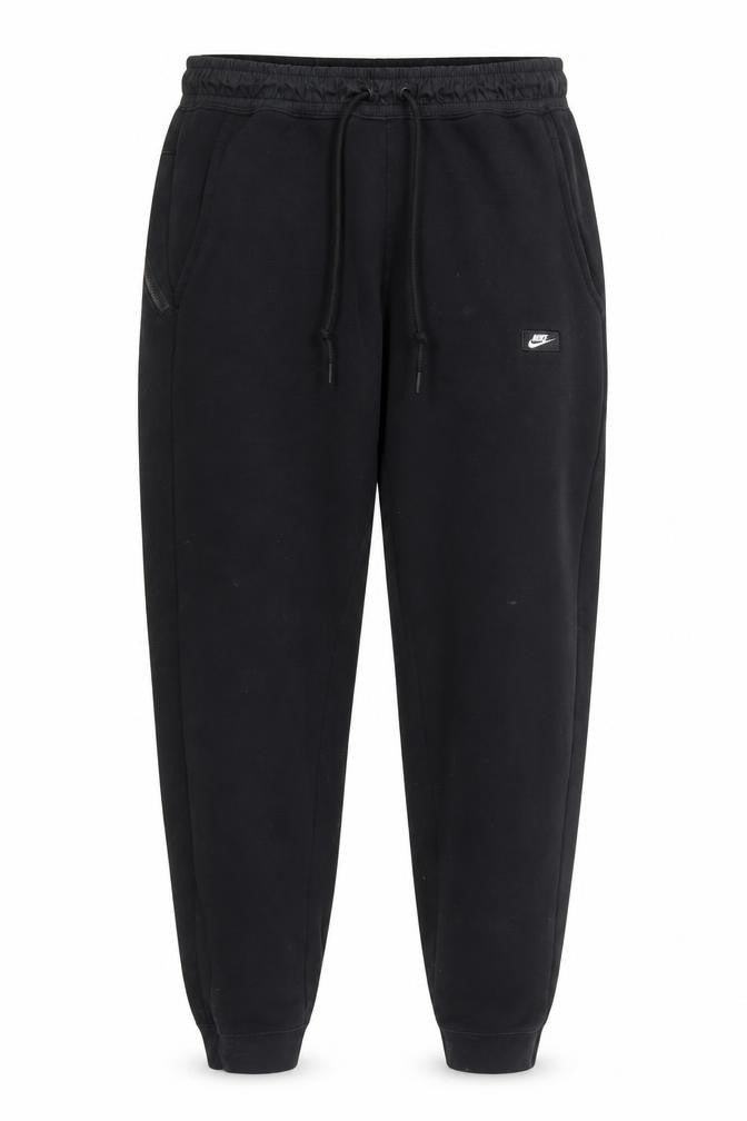 Front view of Nike Men's Black Jogger Sweatpants M Regular Fit Tapered Cotton Blend