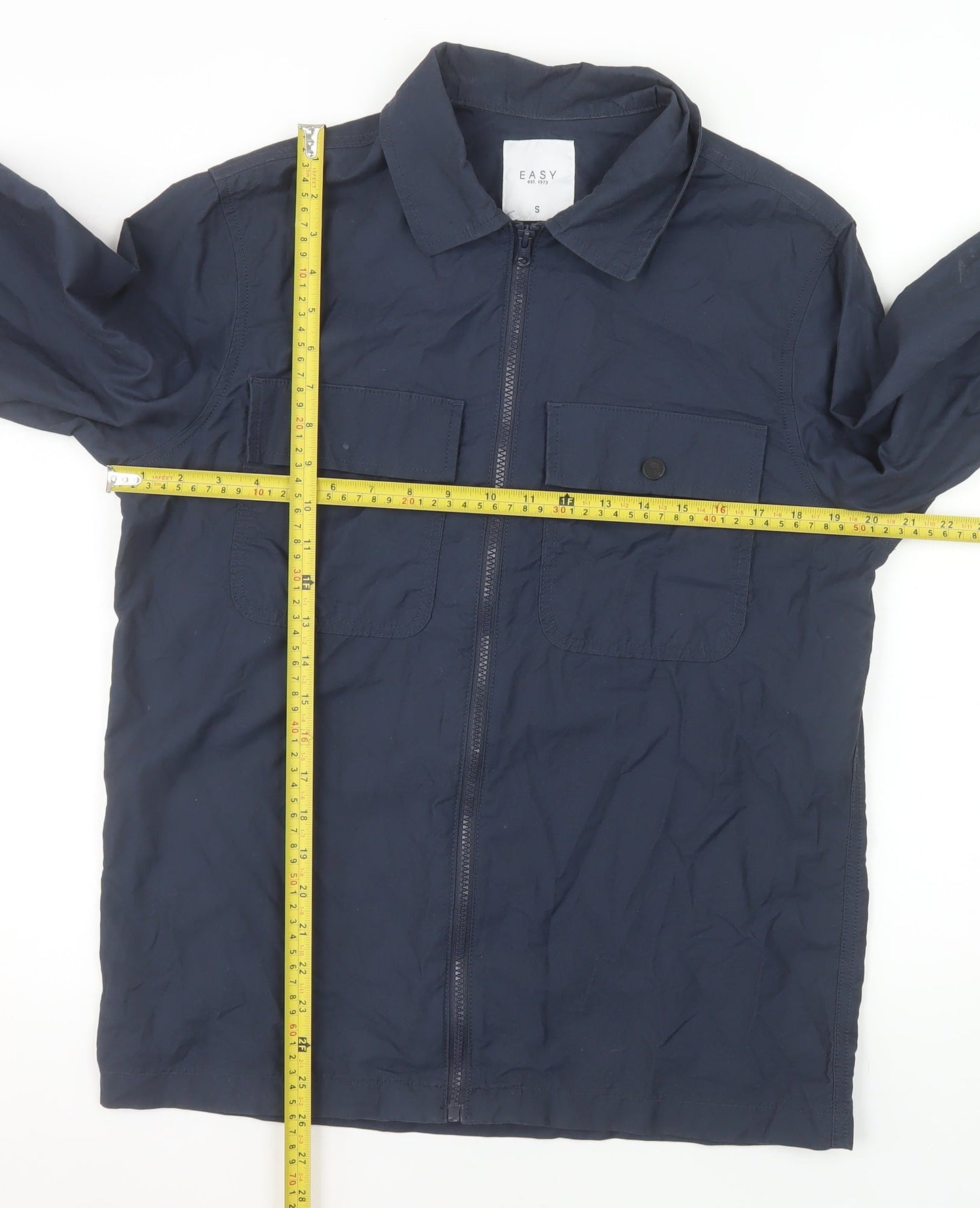 Easy Men's Blue Cotton Blend Zip Lightweight Jacket Size S