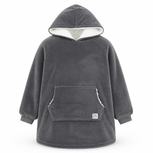 DKNY Boys Grey Fleece Hooded Lounge Nightshirt Size 7-12 Years
