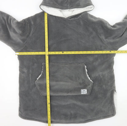 DKNY Boys Grey Fleece Hooded Lounge Nightshirt Size 7-12 Years