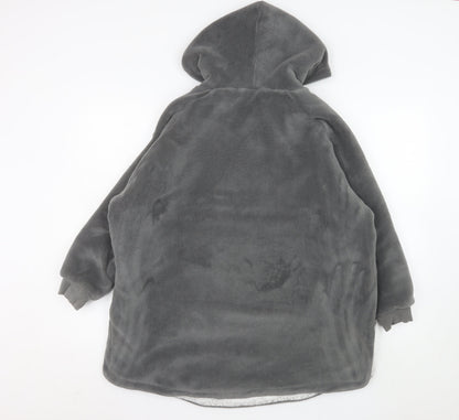 DKNY Boys Grey Fleece Hooded Lounge Nightshirt Size 7-12 Years