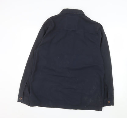Threadbare Men's Blue Cotton Button-Up Casual Overshirt M