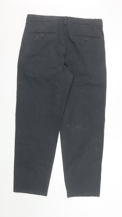 Marks and Spencer Men's Black Chino Trousers 34x33 Regular Fit