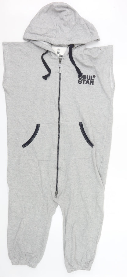 Soul Star Men's Grey Hooded Zip Sweatpants L Regular Fit
