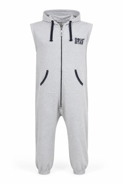 Front view of Soul Star Men's Grey Hooded Zip Sweatpants L Regular Fit