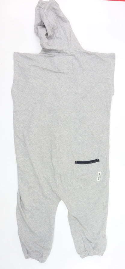Soul Star Men's Grey Hooded Zip Sweatpants L Regular Fit