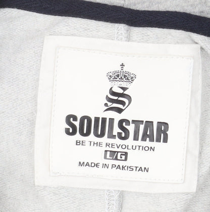 Soul Star Men's Grey Hooded Zip Sweatpants L Regular Fit