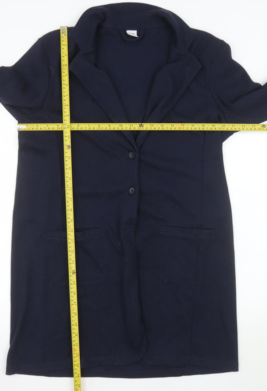 Cotton Traders Womens Blue Coatigan Long Sleeve Size 16 Button Front