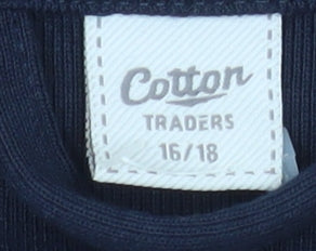 Cotton Traders Womens Blue Coatigan Long Sleeve Size 16 Button Front