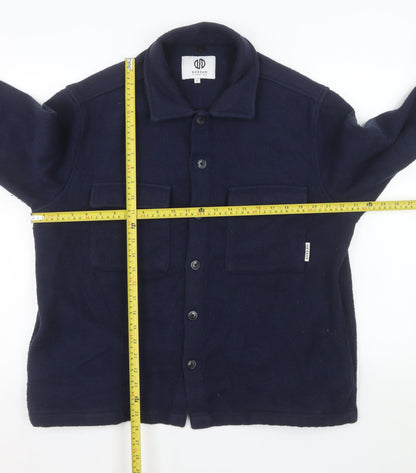 NORDAM Men's Blue Fleece Button Jacket Size L Casual Mid-Length