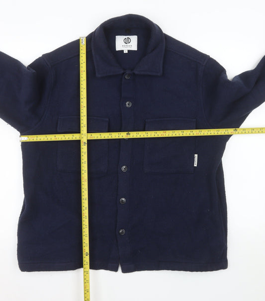 NORDAM Men's Blue Fleece Button Jacket Size L Casual Mid-Length