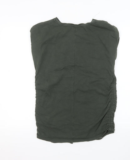 Mint Velvet Women Green Cotton T-Shirt M Basic Crew Neck