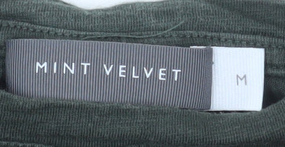 Mint Velvet Women Green Cotton T-Shirt M Basic Crew Neck