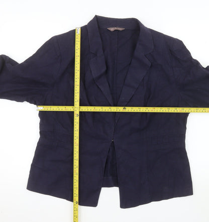 Marks and Spencer Women's Blue Linen Blend Regular Fit Blazer UK 18