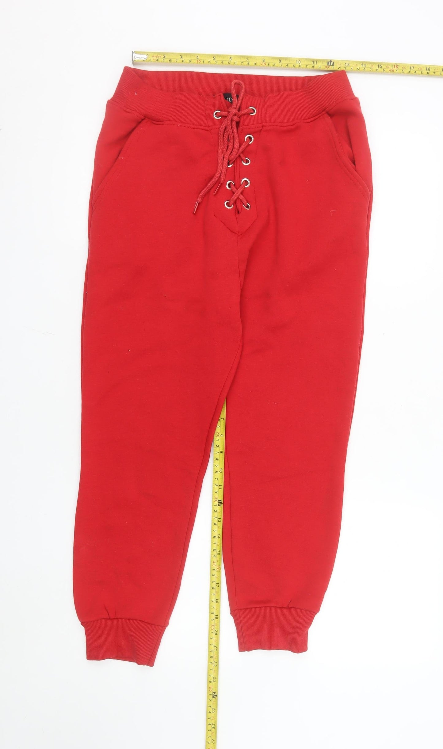 Hidden Womens Red Jogger Trousers Size 10 Elastic Waist Pockets