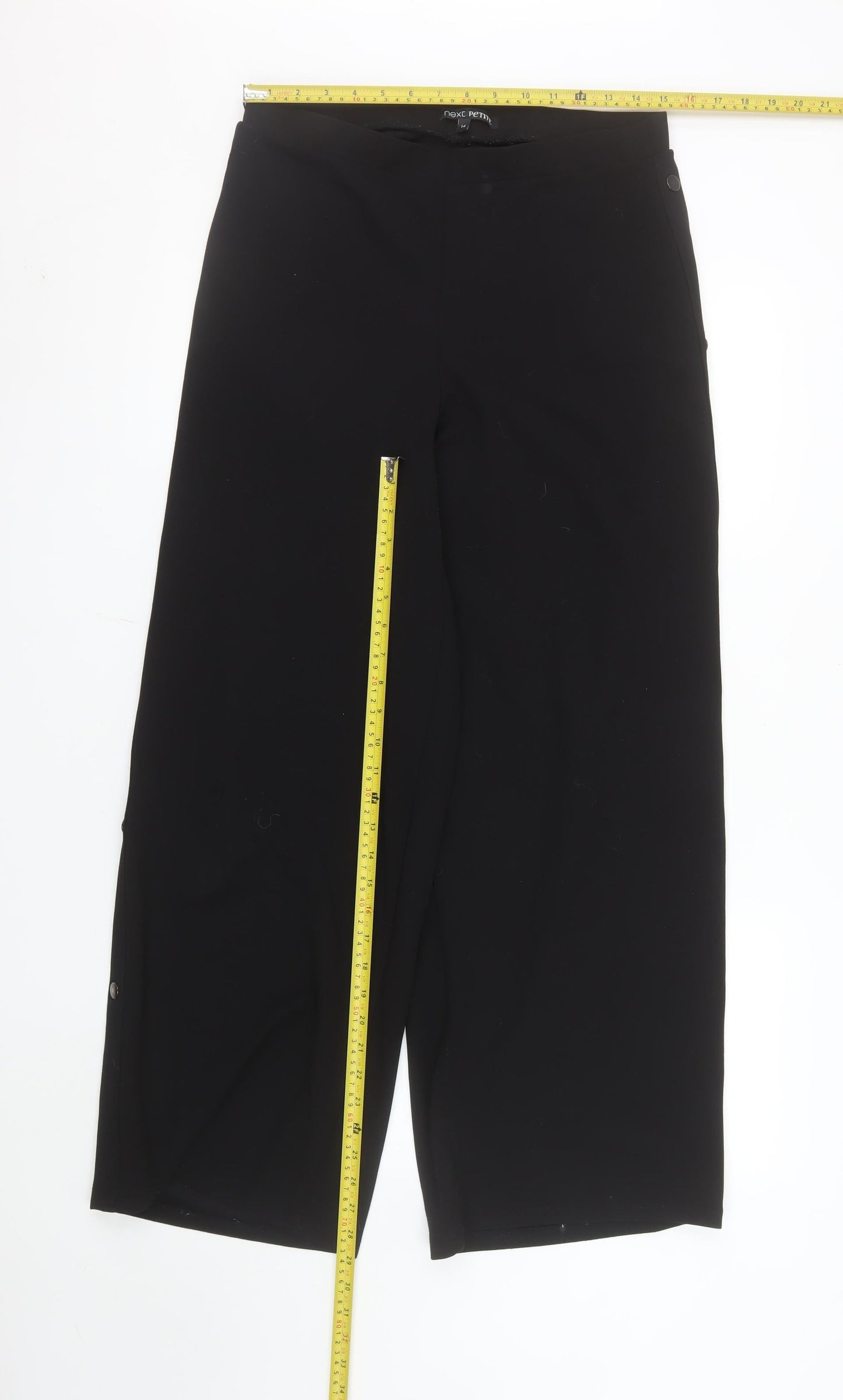 Next Women’s Black Petite Wide-Leg Cropped Trousers Size 14P