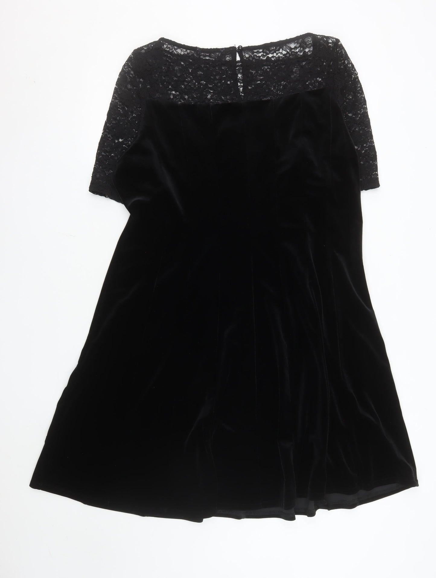Marks and Spencer Womens Black Velvet Lace Fit & Flare Dress Size 20