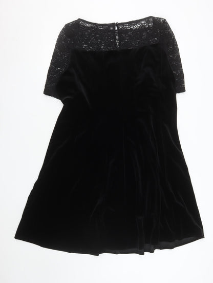 Marks and Spencer Womens Black Velvet Lace Fit & Flare Dress Size 20