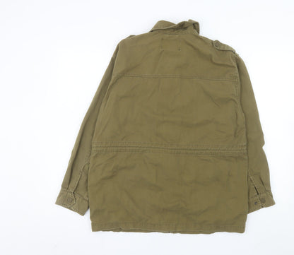 Stradivarius Womens Green Military Jacket L Cotton Button Pockets
