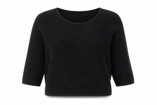 Great Plains Women’s Black Knit Cotton Blend 3/4 Sleeve Top S