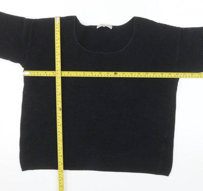 Great Plains Women’s Black Knit Cotton Blend 3/4 Sleeve Top S