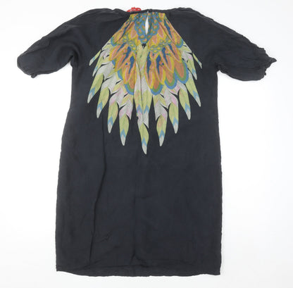 Derhy Women’s Black Silk Bohemian Tunic Blouse Size L