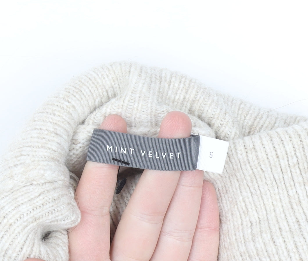 Mint Velvet Women’s Beige Striped Roll Neck Wool Blend Jumper Size S