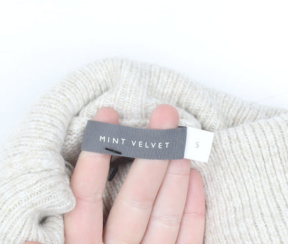 Mint Velvet Women’s Beige Striped Roll Neck Wool Blend Jumper Size S