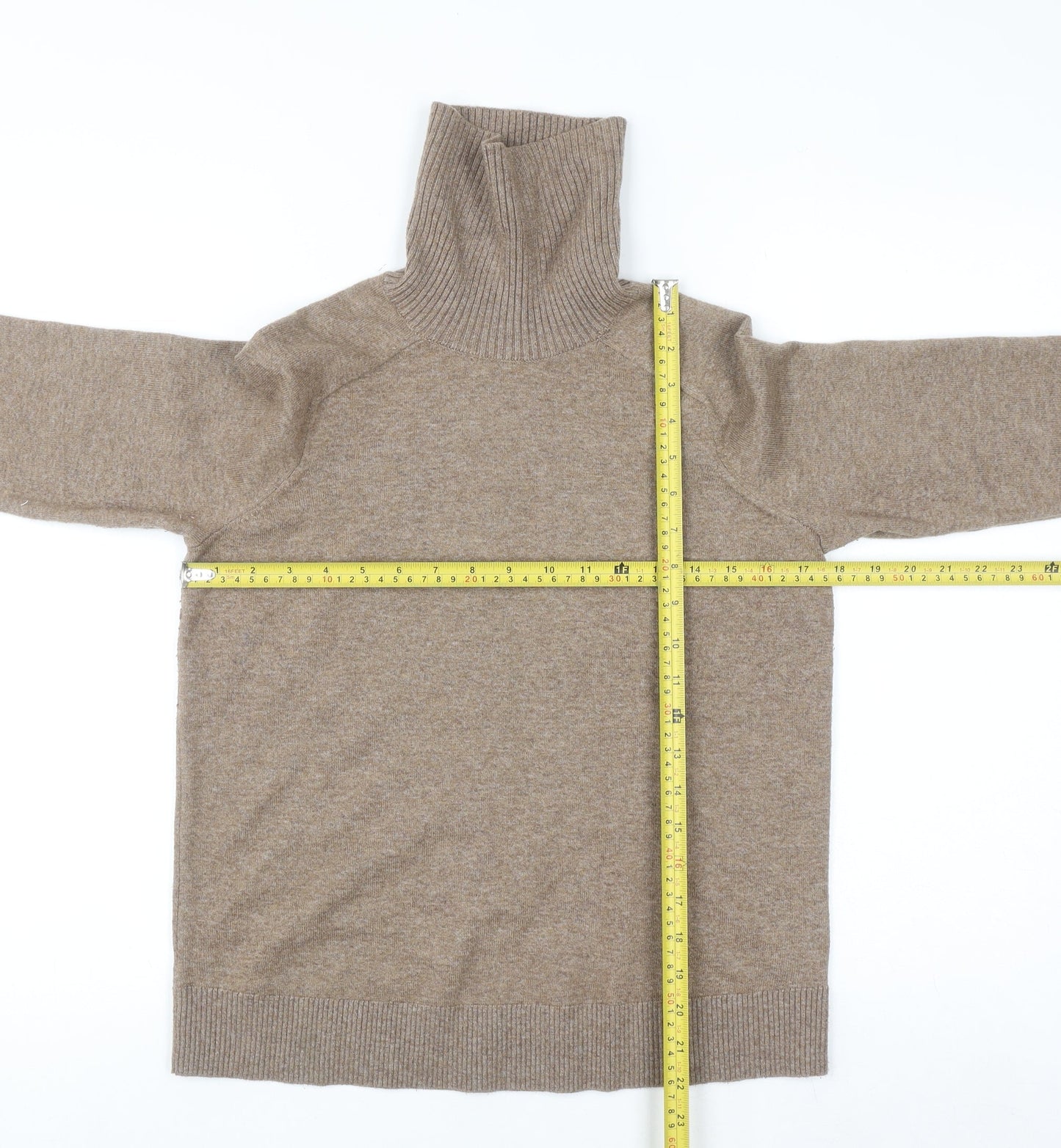 Marks and Spencer Women Beige Roll Neck Long Sleeve Jumper Size S