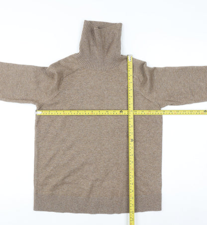 Marks and Spencer Women Beige Roll Neck Long Sleeve Jumper Size S