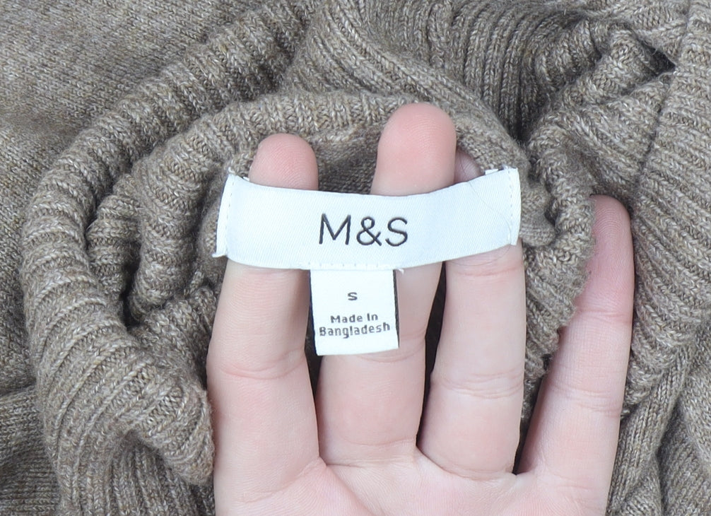 Marks and Spencer Women Beige Roll Neck Long Sleeve Jumper Size S