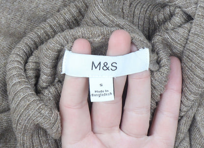 Marks and Spencer Women Beige Roll Neck Long Sleeve Jumper Size S