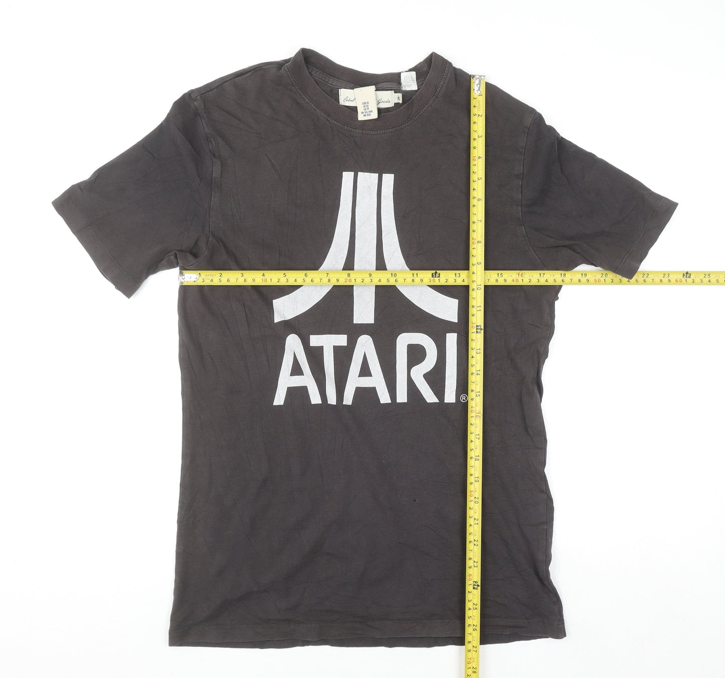 Atari Mens Black Graphic T-Shirt XS Cotton Retro Gaming Top