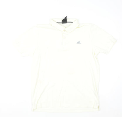 Adidas Men Ivory Clima365 Polo Shirt L Sports Casual Top