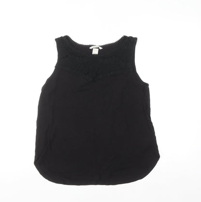 H&M Women’s Black Lace Trim Viscose Sleeveless Camisole Top Size 12