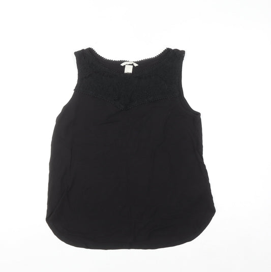 H&M Women’s Black Lace Trim Viscose Sleeveless Camisole Top Size 12