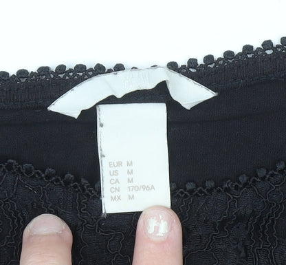 H&M Women’s Black Lace Trim Viscose Sleeveless Camisole Top Size 12