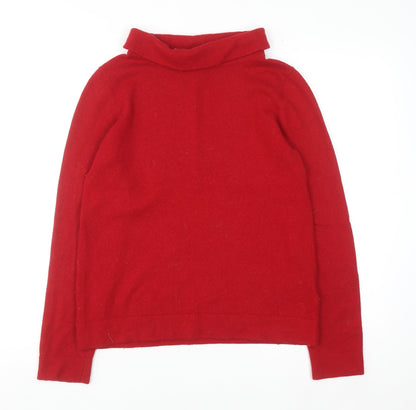 Hobbs London Women's Red Wool Blend Roll Neck Jumper Size M