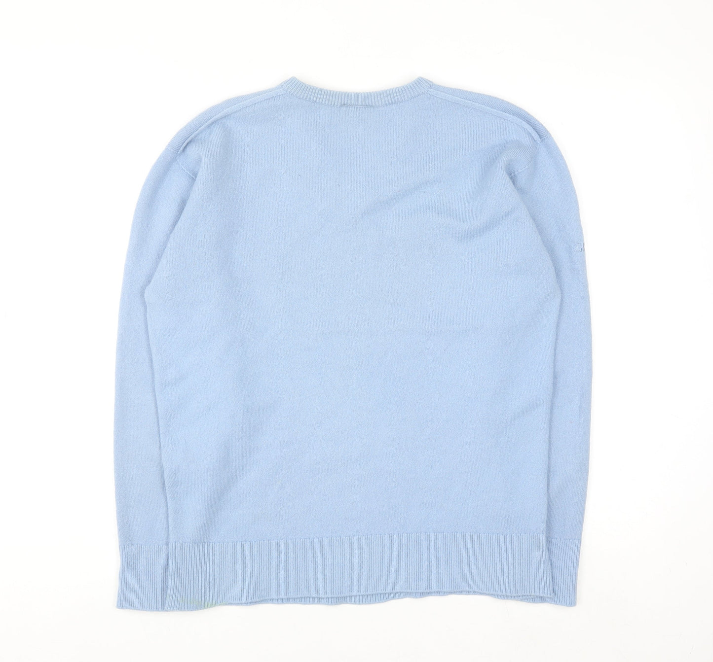 Glenbrae Men's Blue Merino Wool V-Neck Jumper Size M Classic Fit