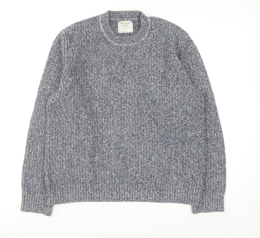 Abercrombie & Fitch Mens Grey Crew Neck Chunky Knit Jumper Size M