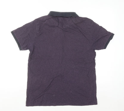 Jasper Conran Men's Purple Striped Cotton Polo Shirt M